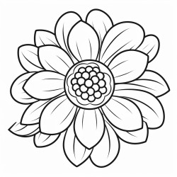 a picture of flower for kids to do colouring backgrang should be in white and there should be a thick black outline