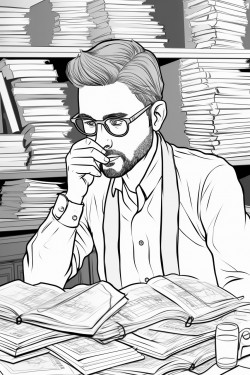 a man looking at a stack of bills looking slightly frustrated