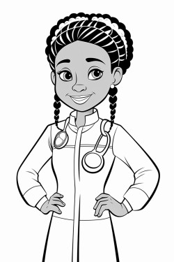 beautiful african american female doctor with braids styled into a neat professional bun
