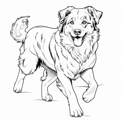 australian shepherd like dog that is walking on 2 paws and holds hands with a golden retirever