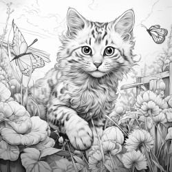 a playful cat chasing a butterfly