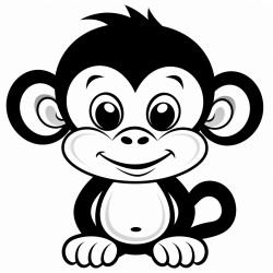 can you create a very simple baby cartoon ape with no background thick black lines