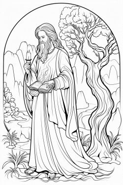 god talk to moses from the burning bush coloring page