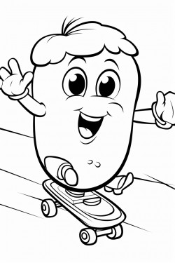 a potato jumping on to a skateboard