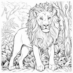 a lion in the forest