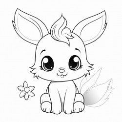 a sweet little bunny with a super fluffy tail big round eyes and maybe a tiny flower tucked behind its ear