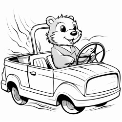 sea otter driving a pickup truck