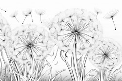 dandelions seeds blowing in the wind