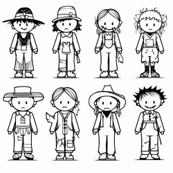 18scarecrows with fun outfits