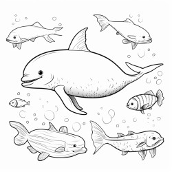 narwhal with other sea creatures