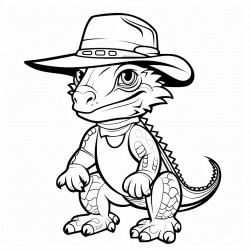 bearded dragon with a cowboy hat