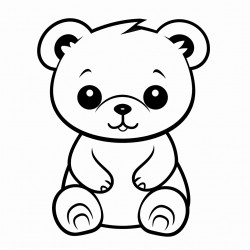 a simple cute bear with bold line art no background