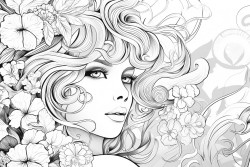create 15 coloring pictures with bold strokes on the cozy girl theme