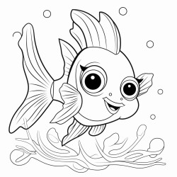 cute baby angel fish with big eyes in the ocean