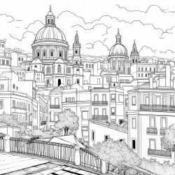 create a coloring page of lisbon city