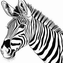 retro cartoon picture of a closeup face of a zebra