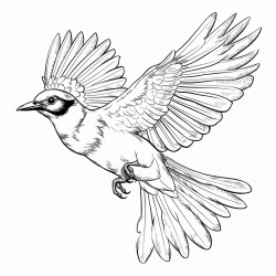 a blue jay flying in the sky カラーリングページ