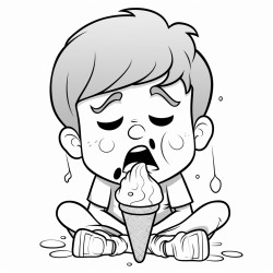 dropped ice cream cone with crying kid