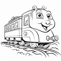 frog riding a train