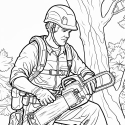 a conservation corps member who is wearing full ppe and holding a chainsaw