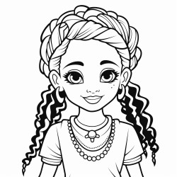 cartoon black girl with boho braids
