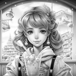 cute girl inside bubble tea