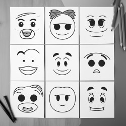 five different emoji faces
