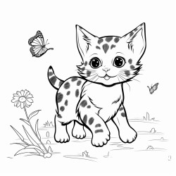 a playful kitten chasing butterflies