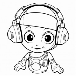 un garon sur son vlo avec un casque le tout est en noir et blanc avec des contours simples et clairs