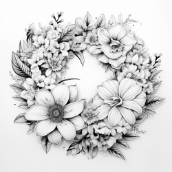 floral wreath with white space in the middle