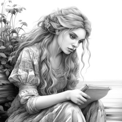 fairy reads book by river