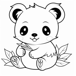 kawaii panda eats leaves