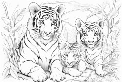 tigers cubs playing in a forest