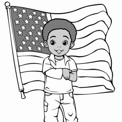 a black boy hugging the united states of america flag