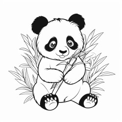 panda siedzi umiechnita wrd bambusw