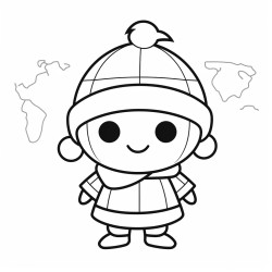 cute minimalist chibi globe in santa costume