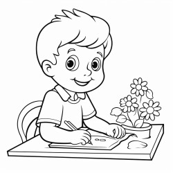 a kid is filling colors in a coloring sheet