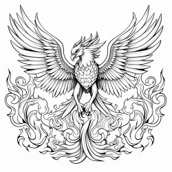 a phoenix rising from dark ashes with flaming gothicstyle wings