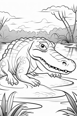 crocodile in front of a river