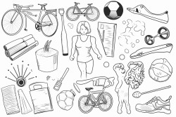 collage of fitness and sports