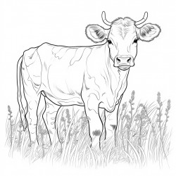 cow calf par in grass field