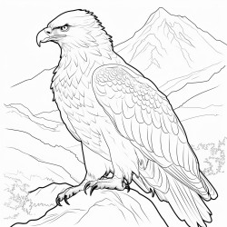 golden eagle sitting on its nest on the side of the mountain