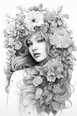 girls and flowers