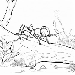 ant exploring a corner of the forest in search of food