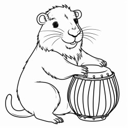 a capybara playing the bongos