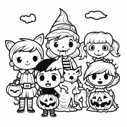 cute but spooky halloween line art images bold even complete lines no grayscale white background