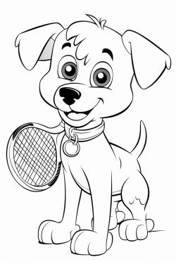 dog playing tennis