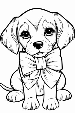 cute puppy with a ribbon