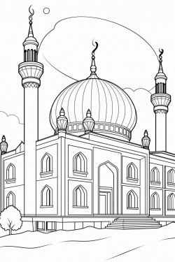 mosque with summer sun in the middle east