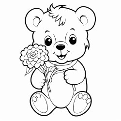 teddy bear holding a flower